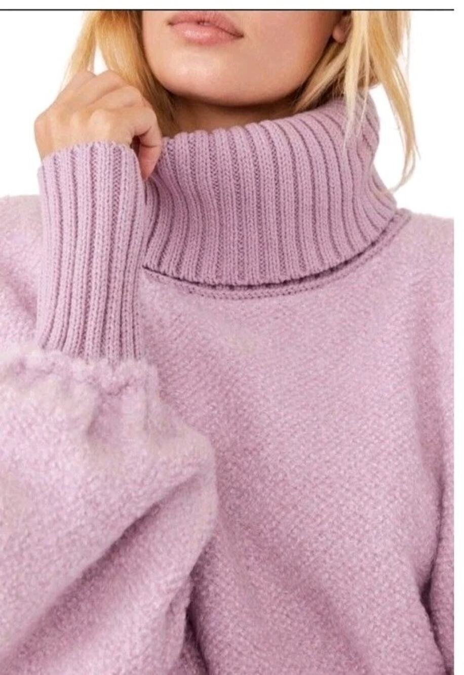 Free People Womens S Milo Sweater Turtleneck Moonlit Orchid Oversized Slouchy